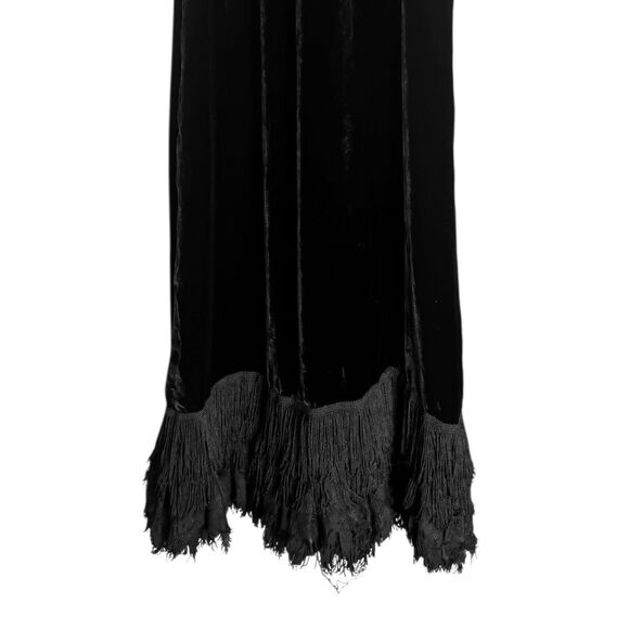 DVF Diane Von Furstenberg Elicia Black Velvet Silk Blend Lace Fringe Hem Dress 2 - Picture 9 of 9